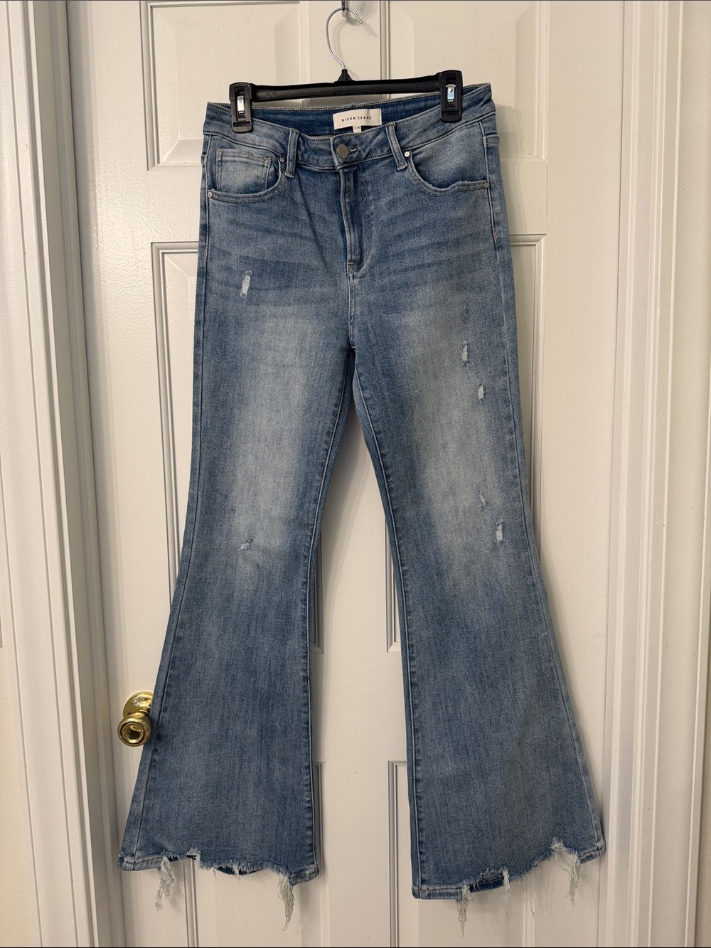 High-Rise Light Blue Distressed Wide-Leg Jeans - Women